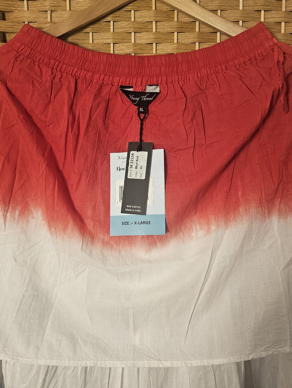 Young Threads Red White Blue Embroidered Boho Skirt Americana XL NWT - Picture 3 of 5